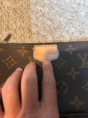 Louis Vuitton Monogram Canvas Clutch in Brown with Tan Patch